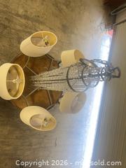 MaxSold Auction: Transitional Crystal 5-Light Chandelier with Fabric Shades - North Las Vegas (Nevada, USA) SELLER MANAGED Reseller Online Auction -  Rockpebble Avenue