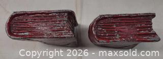 MaxSold Auction: Pair Vintage Industrial Metal Bookends — Red/Silver, Medium - Toronto (Ontario, Canada) PARTNER MANAGED Reseller Online Auction - Queen Street West