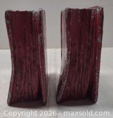 MaxSold Auction: Pair Vintage Industrial Metal Bookends — Red/Silver, Medium - Toronto (Ontario, Canada) PARTNER MANAGED Reseller Online Auction - Queen Street West