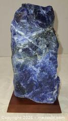 MaxSold Auction: Sodalite Rough Specimen from Brazil, ~5 lb on Wood Base - Toronto (Ontario, Canada) PARTNER MANAGED Reseller Online Auction - Queen Street West