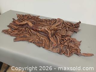 MaxSold Auction: Vintage  Large 30" Leather Jesus Crucifix Wall Plaque Sculpture  - Toronto (Ontario, Canada) PARTNER MANAGED Reseller Online Auction - Queen Street West