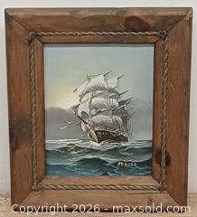 MaxSold Auction: Vintage Oil Painting Sailing Ship Signed by Artist Herison - Toronto (Ontario, Canada) PARTNER MANAGED Reseller Online Auction - Queen Street West