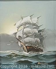 MaxSold Auction: Vintage Oil Painting Sailing Ship Signed by Artist Herison - Toronto (Ontario, Canada) PARTNER MANAGED Reseller Online Auction - Queen Street West