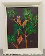 MaxSold Auction: Vintage Oil Painting Three Owls by Artist Signed  - Toronto (Ontario, Canada) PARTNER MANAGED Reseller Online Auction - Queen Street West
