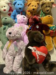 MaxSold Auction: Ty Beanie Bears - 9”seated / 15” standing. Lot of 10 bears - Red Deer (Alberta, Canada) SELLER MANAGED Downsizing Online Auction - Dempsey Street