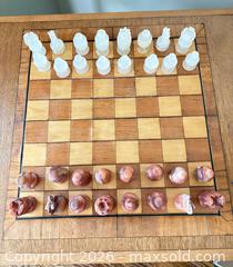 MaxSold Auction: Vintage-style Wooden Chess Table with Marble / Stone Playing Pieces - Oakville (Ontario, Canada) PARTNER MANAGED Downsizing Online Auction - All Saints Crescent