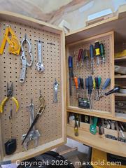 MaxSold Auction: Wall mounted wood working tool storage cabinet - Oakville (Ontario, Canada) PARTNER MANAGED Downsizing Online Auction - All Saints Crescent