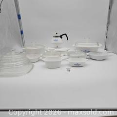 MaxSold Auction: Corning Ware Lot Blue Corn Flower  - San Jose (California, USA) SELLER MANAGED Downsizing Online Auction - Little Orchard Street