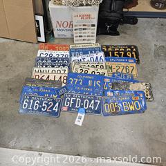 MaxSold Auction: Lot of 27 Vintage License Plates and a license plate book  - San Jose (California, USA) SELLER MANAGED Downsizing Online Auction - Little Orchard Street