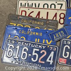 MaxSold Auction: Lot of 27 Vintage License Plates and a license plate book  - San Jose (California, USA) SELLER MANAGED Downsizing Online Auction - Little Orchard Street