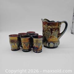 MaxSold Auction: Northwood Carnival Glass Pitcher And 6 glasses - San Jose (California, USA) SELLER MANAGED Downsizing Online Auction - Little Orchard Street