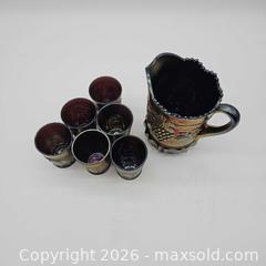 MaxSold Auction: Northwood Carnival Glass Pitcher And 6 glasses - San Jose (California, USA) SELLER MANAGED Downsizing Online Auction - Little Orchard Street