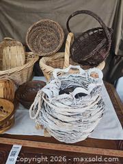 MaxSold Auction: Variety of baskets carved wood bowls. - San Jose (California, USA) SELLER MANAGED Downsizing Online Auction - Little Orchard Street