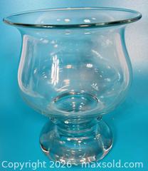 MaxSold Auction: Clear Blown Glass Footed Hurricane Vase with Flared Lip - Ottawa (Ontario, Canada) PARTNER MANAGED Downsizing Online Auction - Greenbriar Avenue