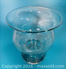 MaxSold Auction: Clear Blown Glass Footed Hurricane Vase with Flared Lip - Ottawa (Ontario, Canada) PARTNER MANAGED Downsizing Online Auction - Greenbriar Avenue