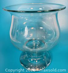 MaxSold Auction: Clear Blown Glass Footed Hurricane Vase with Flared Lip - Ottawa (Ontario, Canada) PARTNER MANAGED Downsizing Online Auction - Greenbriar Avenue