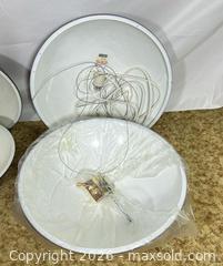 MaxSold Auction: Set of 2 White Metal Industrial Planter Pendant Lights - Ottawa (Ontario, Canada) PARTNER MANAGED Downsizing Online Auction - Greenbriar Avenue