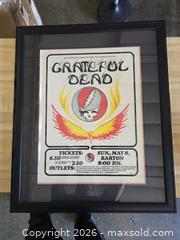 MaxSold Auction: Grateful Dead Limited Edition Framed Poster 28 x 36 in - San Rafael (California, USA) PARTNER MANAGED Reseller Online Auction - Du Bois Street