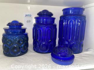 MaxSold Auction: Bold Blue Glass Canister Set - Los Altos (California, USA) PARTNER MANAGED Estate Sale Online Auction - Almond Avenue