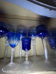 MaxSold Auction: Cobalt Blue and Clear Stemware Set  - Los Altos (California, USA) PARTNER MANAGED Estate Sale Online Auction - Almond Avenue