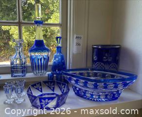 MaxSold Auction: Vintage Cobalt Blue Cut-to-Clear Glassware - Los Altos (California, USA) PARTNER MANAGED Estate Sale Online Auction - Almond Avenue