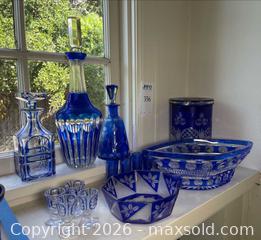 MaxSold Auction: Vintage Cobalt Blue Cut-to-Clear Glassware - Los Altos (California, USA) PARTNER MANAGED Estate Sale Online Auction - Almond Avenue