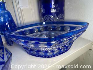 MaxSold Auction: Vintage Cobalt Blue Cut-to-Clear Glassware - Los Altos (California, USA) PARTNER MANAGED Estate Sale Online Auction - Almond Avenue
