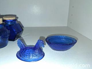 MaxSold Auction: Vintage Cobalt Blue Glass Perfume Bottles & Trinket Boxes - Los Altos (California, USA) PARTNER MANAGED Estate Sale Online Auction - Almond Avenue