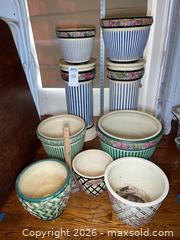 MaxSold Auction: Weller Pottery “Zona” Jardinieres with Matching Pedestals - Los Altos (California, USA) PARTNER MANAGED Estate Sale Online Auction - Almond Avenue