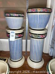 MaxSold Auction: Weller Pottery “Zona” Jardinieres with Matching Pedestals - Los Altos (California, USA) PARTNER MANAGED Estate Sale Online Auction - Almond Avenue