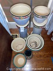 MaxSold Auction: Weller Pottery “Zona” Jardinieres with Matching Pedestals - Los Altos (California, USA) PARTNER MANAGED Estate Sale Online Auction - Almond Avenue