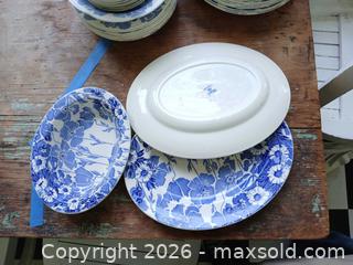 MaxSold Auction: Wood & Sons Gay Day Blue Floral Transferware Dinnerware Set - Los Altos (California, USA) PARTNER MANAGED Estate Sale Online Auction - Almond Avenue