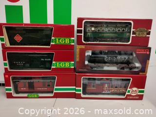 MaxSold Auction: G Scale Lot: 6 Boxcar, Refrigerator, Tank, Caboose, Passenger Cars - Irvine (California, USA) SELLER MANAGED Downsizing Online Auction - Jeronimo Road