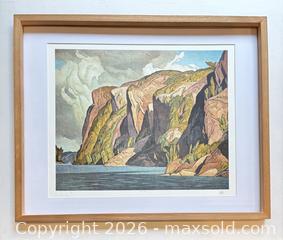 MaxSold Auction: Beautifully Framed "Bon Echo" Group of Seven Hand Signed Lithograph by A.J. Casson 24 x 30" with COA - Larger Size - Barrie (Ontario, Canada) PARTNER MANAGED Reseller Online Auction - Collier Street