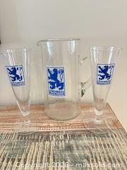 MaxSold Auction: Löwenbräu München Glass Pitcher with Pilsner Beer Glasses, 3-Pc - Dysart and Others (Ontario, Canada) SELLER MANAGED Downsizing Online Auction - Webb Circle
