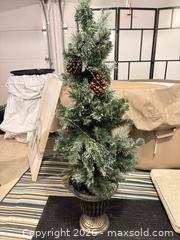MaxSold Auction: Pre-Flocked Small Artificial Christmas Tree with Pine Cones - Dysart and Others (Ontario, Canada) SELLER MANAGED Downsizing Online Auction - Webb Circle