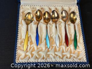 MaxSold Auction: 6 Boxed Vintage Norwegian Sterling Silver & Enamel Coffee Spoons - Oakville (Ontario, Canada) PARTNER MANAGED Estate Sale Online Auction - Lakeshore Road West