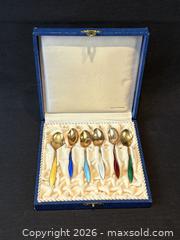 MaxSold Auction: 6 Boxed Vintage Norwegian Sterling Silver & Enamel Coffee Spoons - Oakville (Ontario, Canada) PARTNER MANAGED Estate Sale Online Auction - Lakeshore Road West