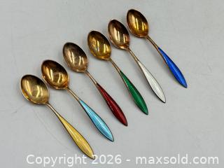MaxSold Auction: 6 Boxed Vintage Norwegian Sterling Silver & Enamel Coffee Spoons - Oakville (Ontario, Canada) PARTNER MANAGED Estate Sale Online Auction - Lakeshore Road West