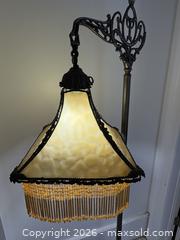 MaxSold Auction: Antique or Vintage Slag Glass Shade Iron Floor Lamp  - Oakville (Ontario, Canada) PARTNER MANAGED Estate Sale Online Auction - Lakeshore Road West