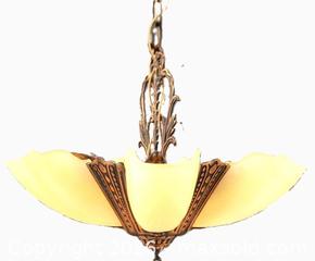 MaxSold Auction: Art Deco Five Light Slip Shade Chandelier Ceiling Fixture by Crown Lighting Co. Circa 1920 - Oakville (Ontario, Canada) PARTNER MANAGED Estate Sale Online Auction - Lakeshore Road West