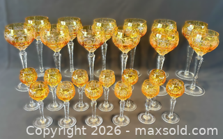 MaxSold Auction: Vintage Nachtmann Honey Amber Crystal Glasses: German Cut Glass 2 Sets of 12   - Oakville (Ontario, Canada) PARTNER MANAGED Estate Sale Online Auction - Lakeshore Road West