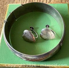 MaxSold Auction: Vintage Sterling Silver Large Bangle with Clasps and Heart Shaped Sterling Earrings - Oakville (Ontario, Canada) PARTNER MANAGED Estate Sale Online Auction - Lakeshore Road West