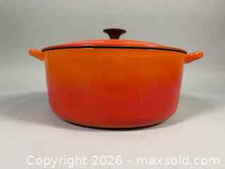 MaxSold Auction: (2) LE CREUSET Enameled Cast Iron Dutch Ovens (E and C) In Flame Orange Color  - Toronto (Ontario, Canada) SELLER MANAGED Reseller Online Auction - Chesswood Drive