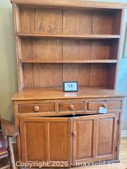 MaxSold Auction: Solid Wood Rustic Farmhouse Hutch in Medium Brown - Milton (Ontario, Canada) SELLER MANAGED Downsizing Online Auction - Irving Terrace
