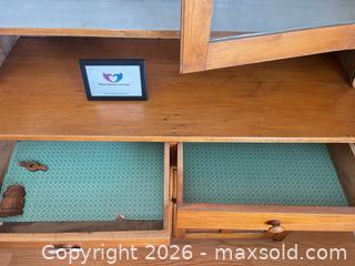 MaxSold Auction: Vintage Solid Wood Hutch Cabinet with Glass Display & Drawers - Milton (Ontario, Canada) SELLER MANAGED Downsizing Online Auction - Irving Terrace