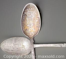 MaxSold Auction: Mix Lot of Antique Destination Souvenir Spoons - Three Silver Colored and One Copper - Ogden (New York, USA) SELLER MANAGED Downsizing Online Auction - West Avenue