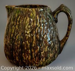 MaxSold Auction: Rare Vintage Morton Pottery Spatterware Green & Brown Stoneware Ceramic Pitcher  - Ogden (New York, USA) SELLER MANAGED Downsizing Online Auction - West Avenue