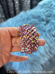 MaxSold Auction: SHERMAN BRACELET RIDGID Cuff,  Pink Aurora Borealis Rhinestone, vintage signed jewelry  - Niagara-On-The-Lake (Ontario, Canada) SELLER MANAGED Downsizing Online Auction - Four Mile Creek Road
