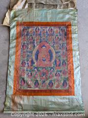 MaxSold Auction: Tibetan Thangka Painting of Buddha Grid with Silk Brocade - Chatham (New Jersey, USA) PARTNER MANAGED Estate Sale Online Auction - River Road